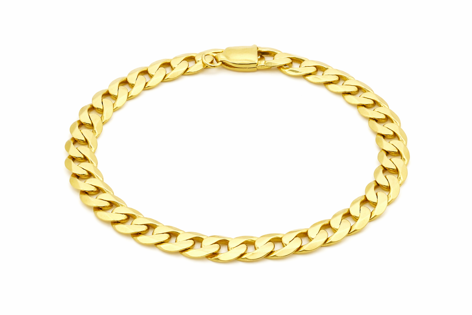 9ct Yellow Gold 190 Diamond Cut Flat Curb Chain Bracelet