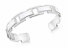 Sterling Silver Mother of Pearl Geometric Cuff Bangle