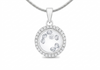 Sterling Silver Round Floating Zirconia Stones Pendant