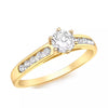9ct Yellow Gold Round Zirconia Solitaire Shoulder Ring