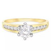 9ct Yellow Gold Round Zirconia Solitaire Shoulder Ring