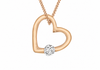 Sterling Silver Rose Gold Plated Open Heart Solitaire Pendant Necklace