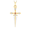 9ct Two-Tone Gold 0.05ct Diamond & Ruby Dagger Pendant
