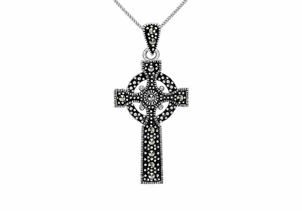 Sterling Silver Marcasite Celtic Cross Pendant