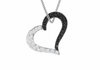 Sterling Silver Black & White Zirconia Open Heart Pendant Necklace