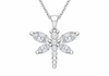 Sterling Silver Marquise & Round Zirconia Dragonfly Pendant