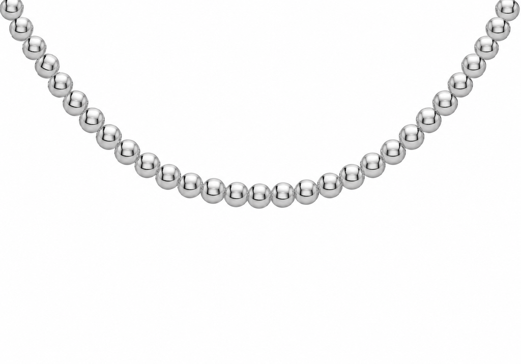 Sterling Silver Polished Bead Chain Necklace