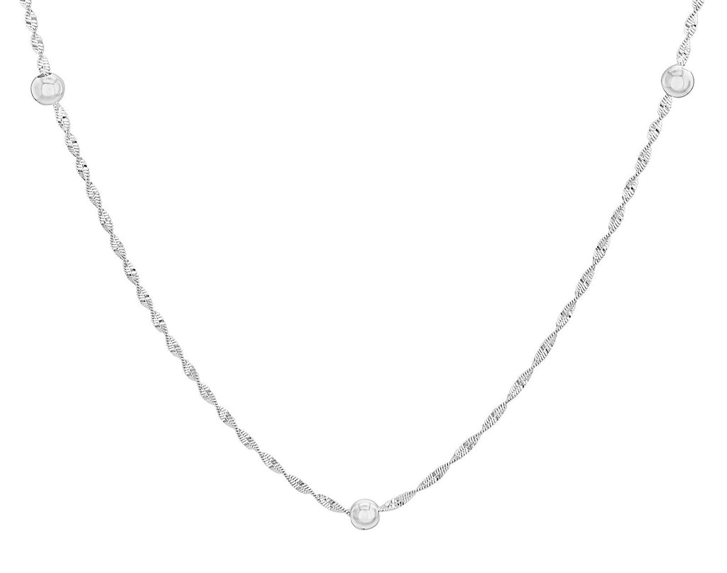 Sterling Silver Twist 5mm Ball Necklace