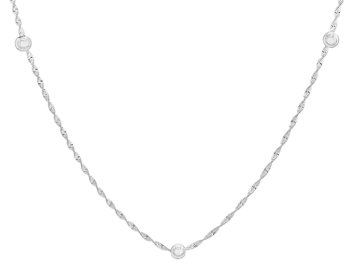 Sterling Silver Twist 5mm Ball Necklace