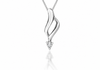 Sterling Silver Twist Ribbon Zirconia Drop Pendant Necklace