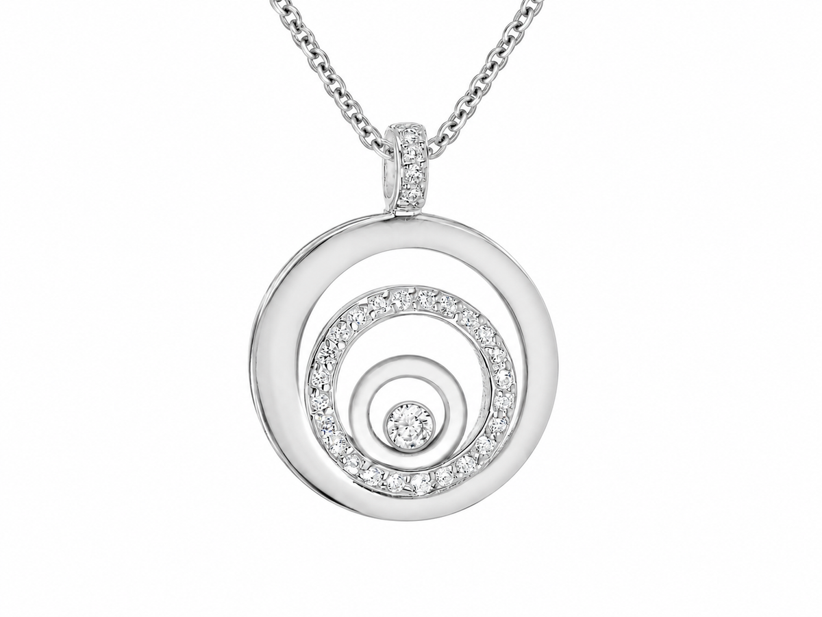 Sterling Silver Zirconia Concentric Circle Pendant