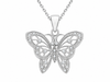 Sterling Silver Zirconia Filigree Butterfly Pendant