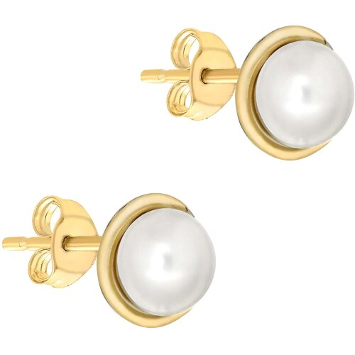 9ct Yellow Gold Pearl Stud Earrings