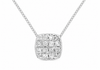 9ct White Gold 0.05ct Diamond Cushion Cluster Pendant