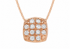 9ct Rose Gold 0.05ct Diamond Cushion Cluster Pendant