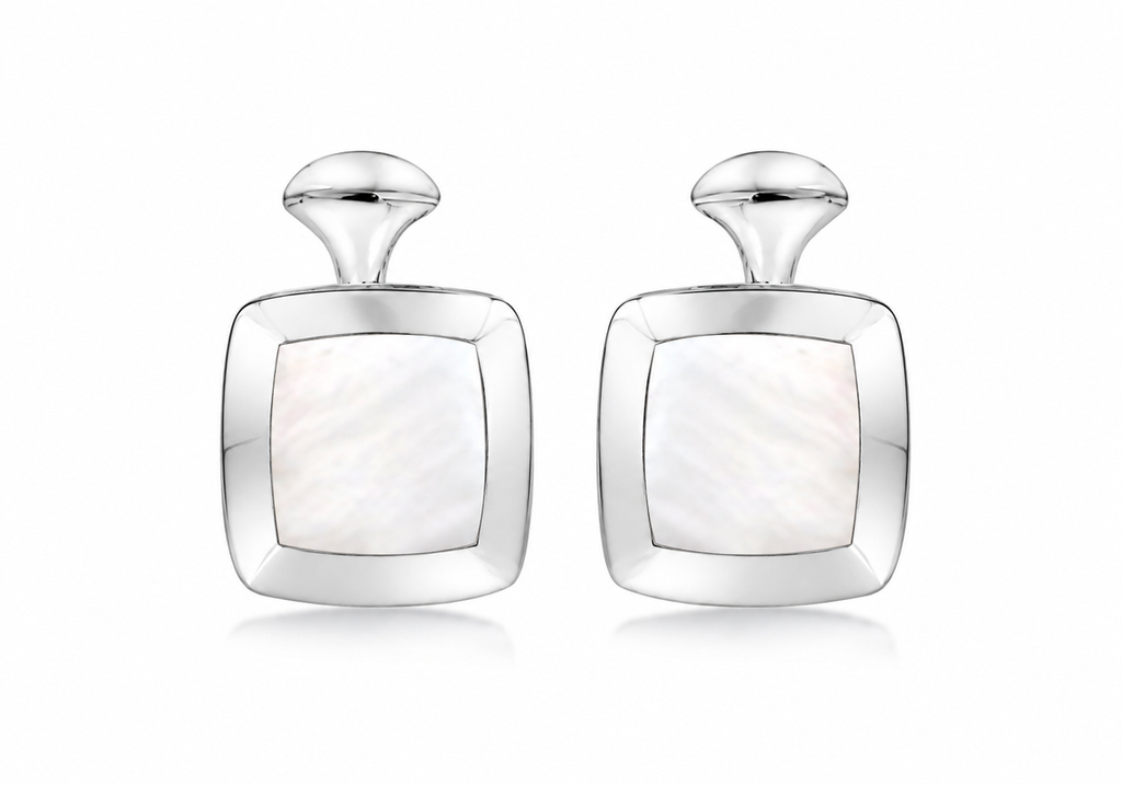 Sterling Silver Mother Of Pearl Cushion Cufflinks