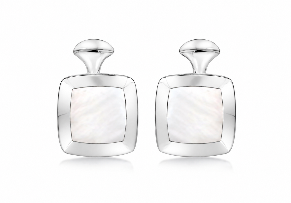 Sterling Silver Mother Of Pearl Cushion Cufflinks