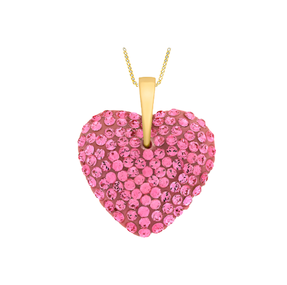 9ct Yellow Gold Pink Crystal Heart Pendant