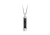 Hoxton London Men's Sterling Silver Black Leather Inlay ylindrial Drop Adjustable Pendant