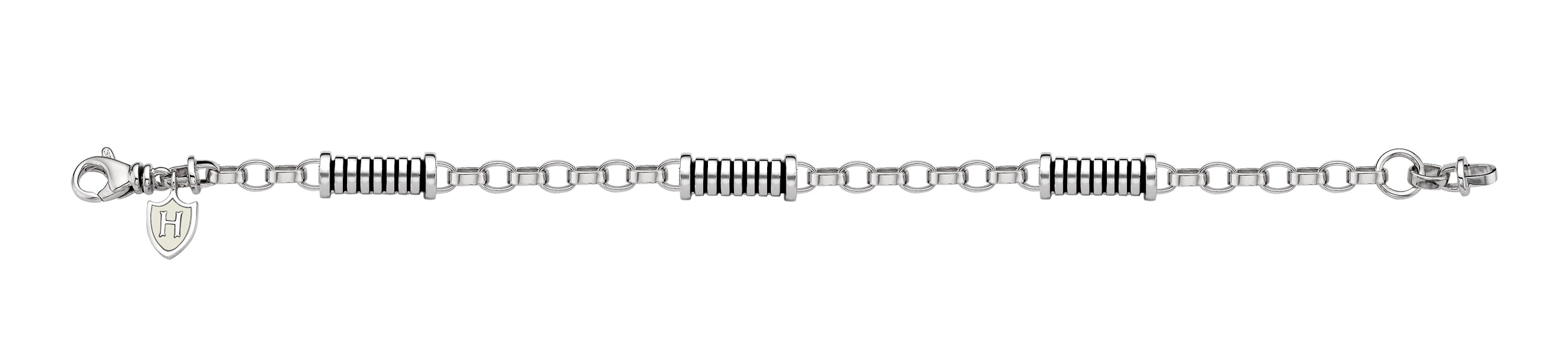 Hoxton London Men's Sterling Silver Stripe ylindrial Link Adjustable Bracelet