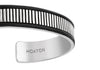 Hoxton London Men's Sterling Silver Bold Leather Ribbed uff Bangle