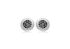 Hoxton London Men's Sterling Silver Round Black Zirconia  Cufflinks