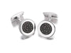 Hoxton London Men's Sterling Silver Round Black Zirconia  Cufflinks