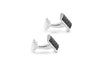 Hoxton London' Men's Sterling Silver Black Zirconia  urve Retangle Cufflinks