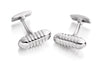 Hoxton London Men's Sterling Silver Ribbed Bullet Cufflinks