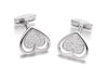 Hoxton London Men's Sterling Silver Heart Zirconia  Cufflinks