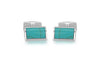 Hoxton London Men's Sterling Silver and Turquoise Retangle Cufflinks