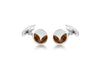 Hoxton London Men's Sterling Silver and Tigers Eye Round Cufflinks