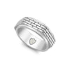 Hoxton London Men's Sterling Silver Brick Patterned Hexagonal Spinning Ring