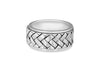 Hoxton London Men's Sterling Silver Rhodium Plated Herringbone Ring