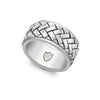 Hoxton London Men's Sterling Silver Rhodium Plated Herringbone Ring