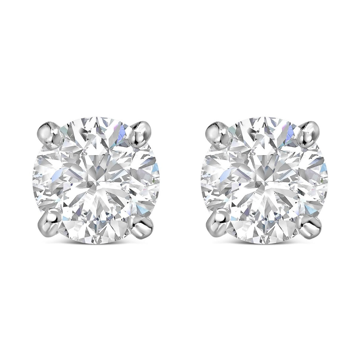 Sterling Silver Round Zirconia Claw Stud Earrings