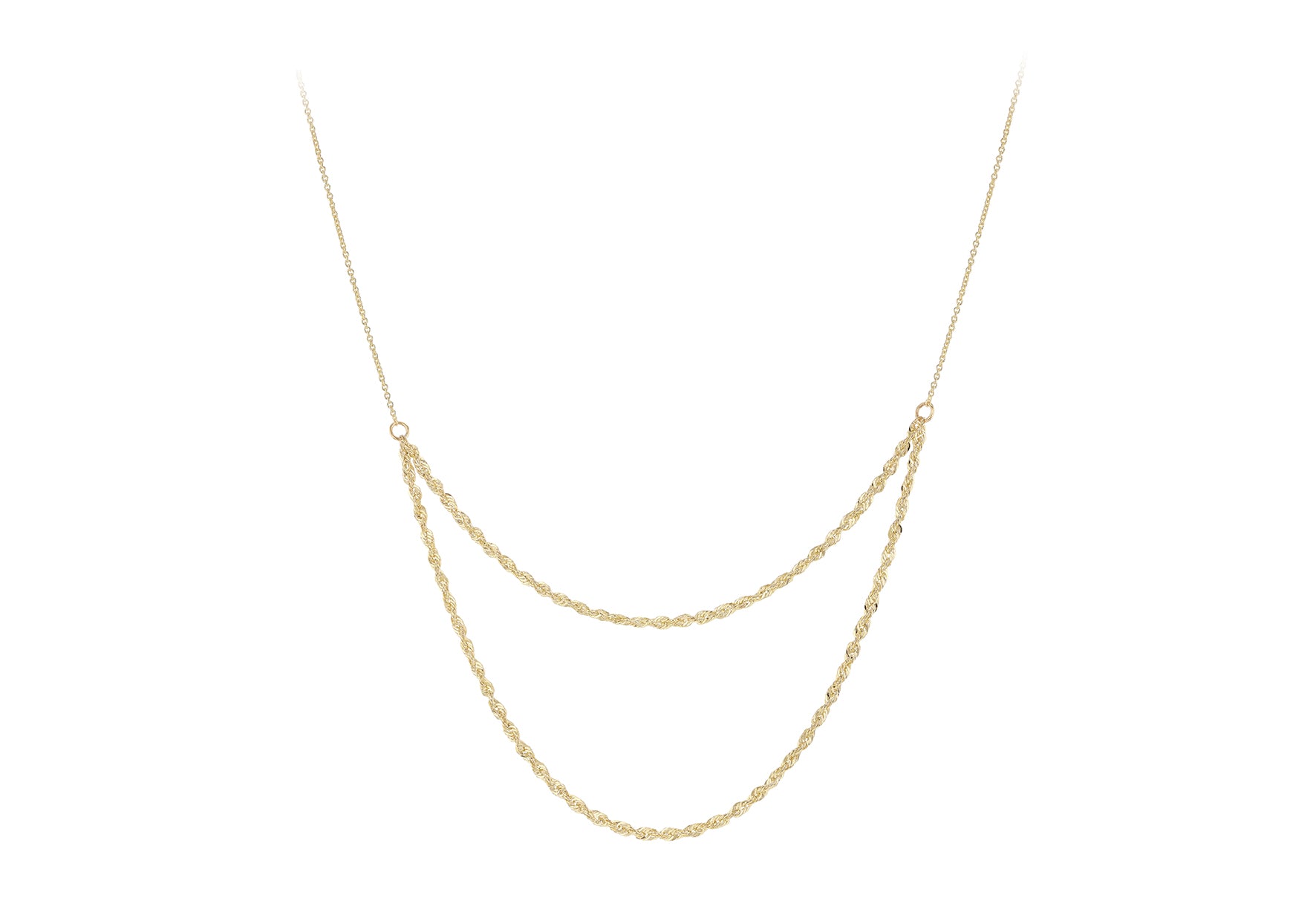 9ct Yellow Gold Twin Rope Trace Chain Necklace