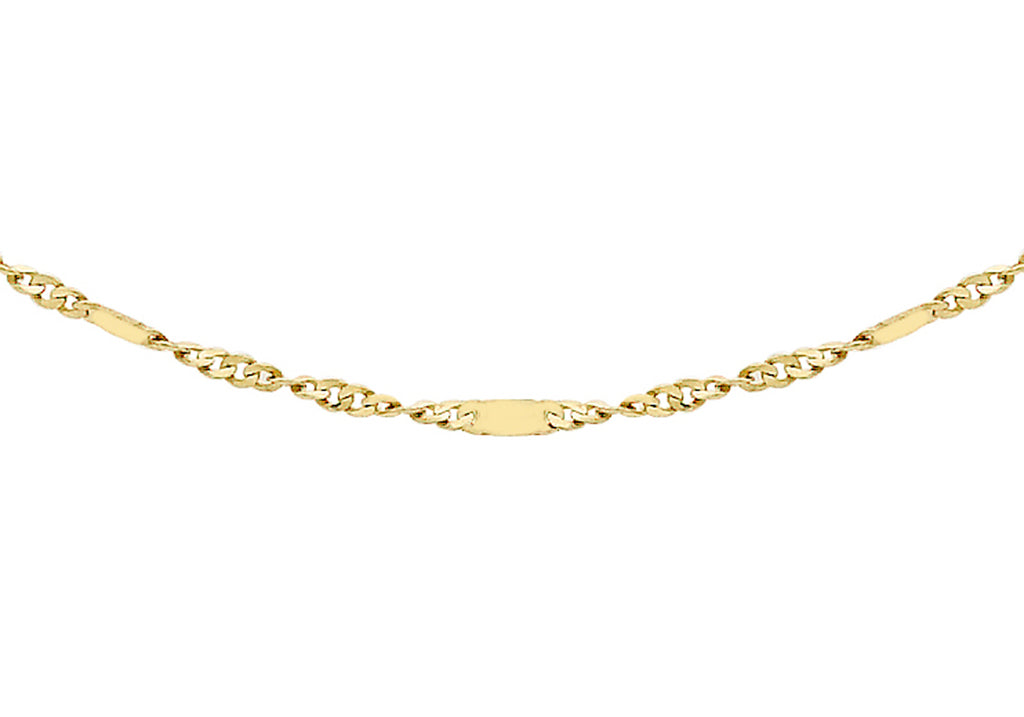 9ct Yellow Gold Diamond Cut Twist and Bar Curb Chain 41m/16"9