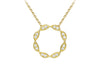 9ct Yellow Gold White Zirconia Ring Twist Trace Chain Necklace