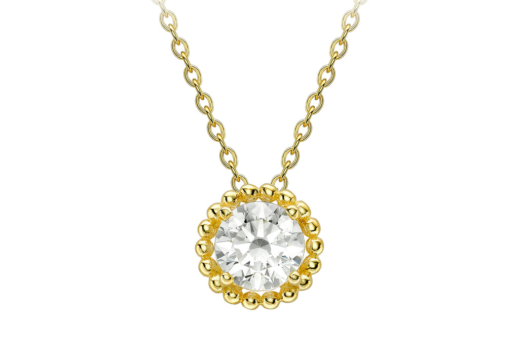 9ct Yellow White Zirconia Halo Pendant