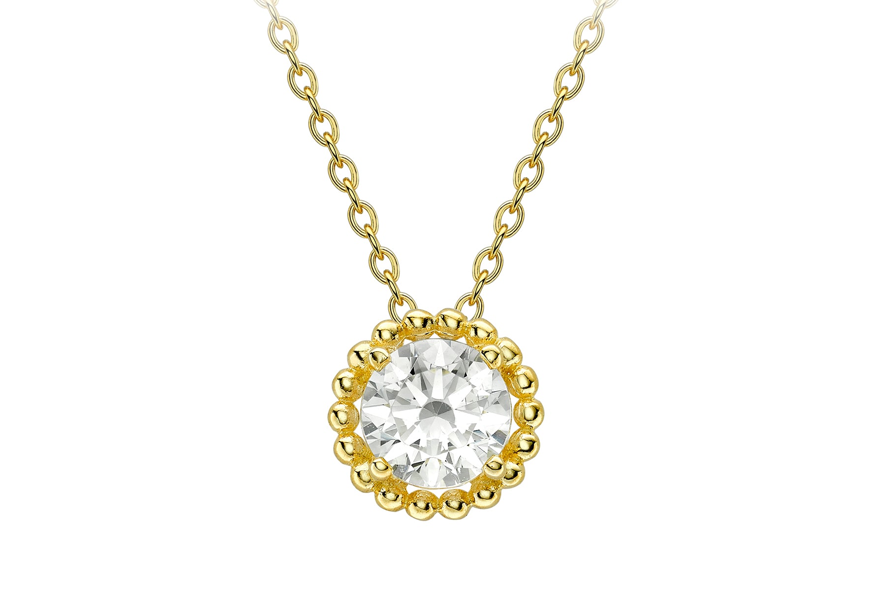 9ct Yellow White Zirconia Halo Pendant
