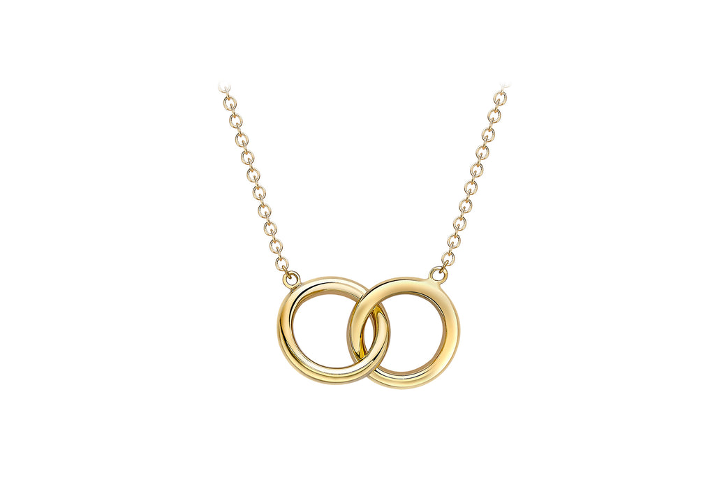9ct Yellow Gold 11.8mm Linked Rings Adjustable Necklace  43m/17"-46m/18"9