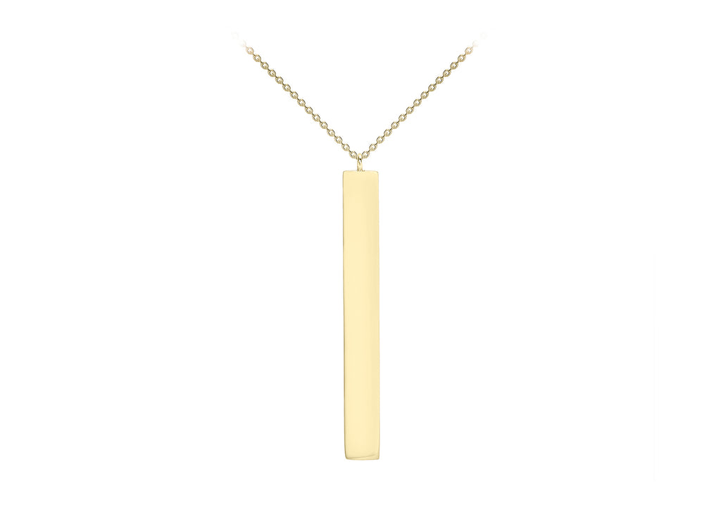 9ct Yellow Gold 4.9mm x 39.7mm Vertial Bar Adjustable Necklace  41m/16"-43m/17"9