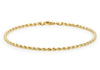 9ct Yellow Gold 30 Hollow Diamond Cut Rope Anklet 25.5m/10"9