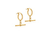 9ct Yellow Gold Round T-Bar Hoop Creole Earrings