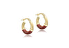 9ct Yellow Gold Red Glaze Hoop Earrings