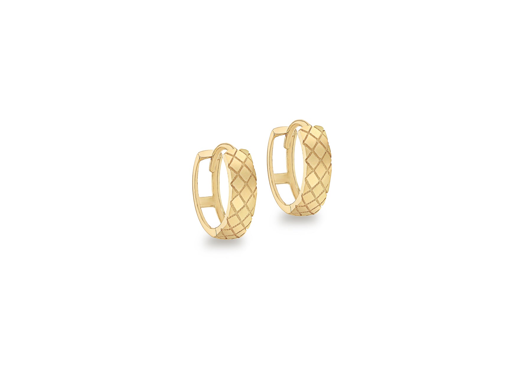 9ct Yellow Quilted Small Hoop Earrings