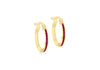 9ct Yellow Gold Red Zirconia Slim Hoop Earrings