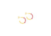 9ct Yellow Gold Red Corundum Open Hoop Stud Earrings