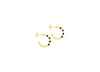 9ct Yellow Gold Black Zirconia Open Hoop Stud Earrings